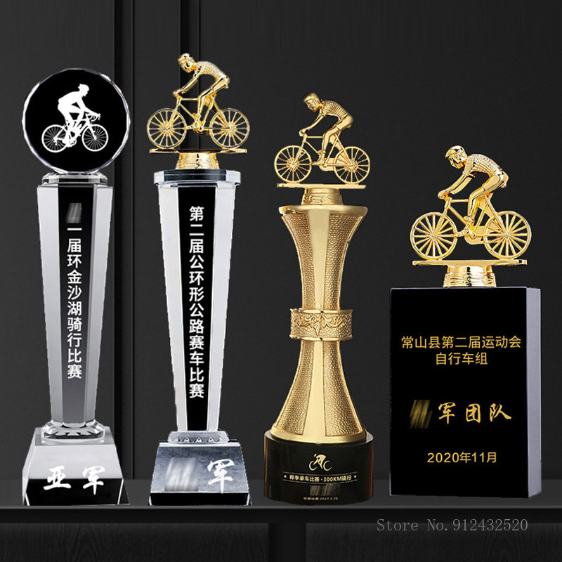 Mountain Biking Europe - クリエイティブスポーツ自転車トロフィーマウンテンエクストリームサイクリングコンペティション賞カスタマイズ子供用バイクメタルクリスタルトロフィー1個
