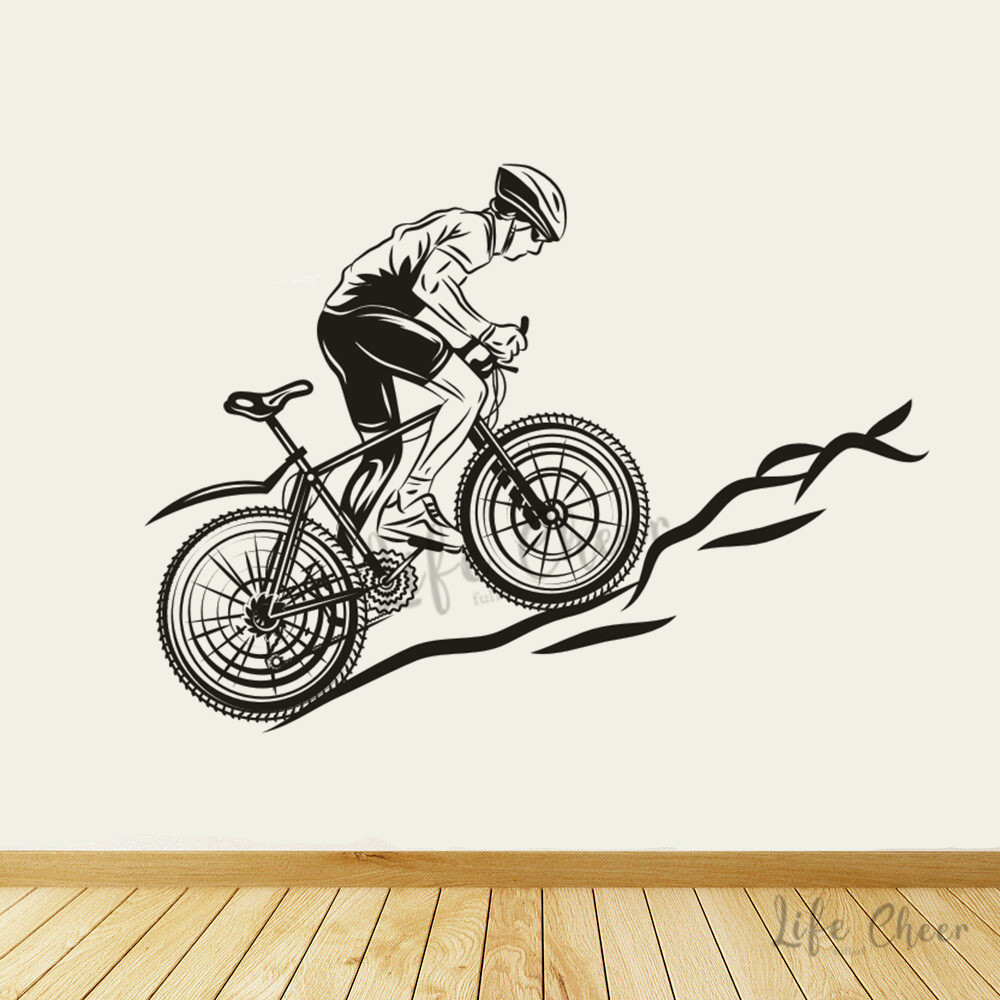 Mountain Biking Europe - マウンテンサイクリングウォールステッカー自転車レーススポーツビニールアートデカール山バイク壁ポスター装飾ビニールアート AZ1029