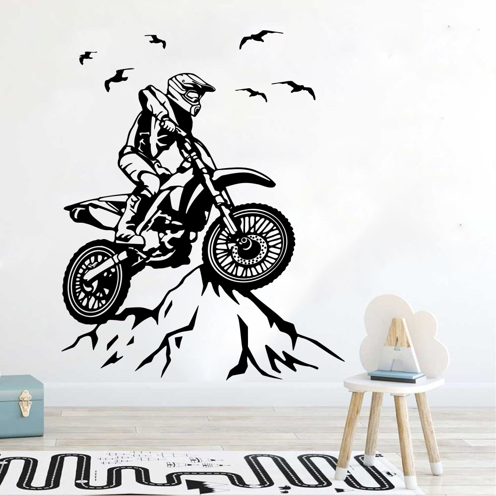 Mountain Biking Europe - マウンテンバイク用の黒いウォールステッカー,家の装飾用のビニール,モトクロスとモペット用