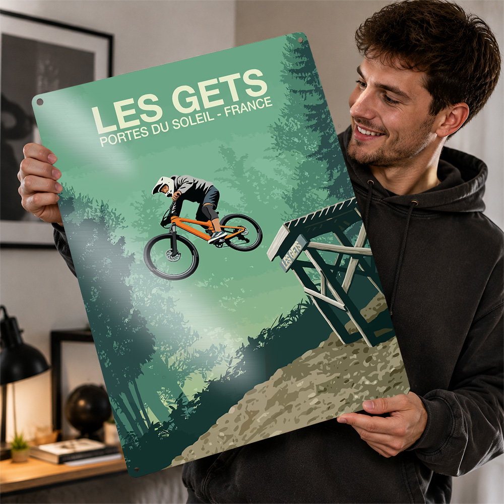 「レ・ゲッツ」マウンテンバイクジャンプのプリントポスター。レ - Mountain Biking Europe のレビューと価格