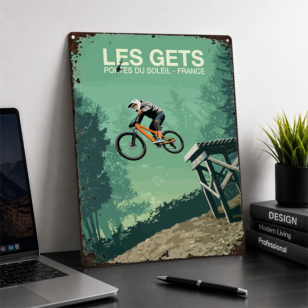 「レ・ゲッツ」マウンテンバイクジャンプのプリントポスター。レ - Mountain Biking Europe のレビューと価格