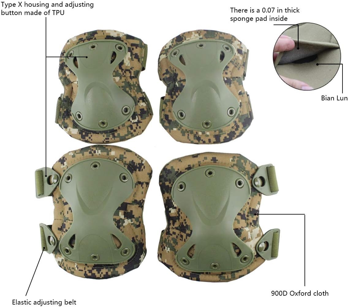 SSUNTAK迷彩戦術膝肘パッドセット アウトドアスポーツ保 - Mountain Biking Elbow Pads のレビューと価格